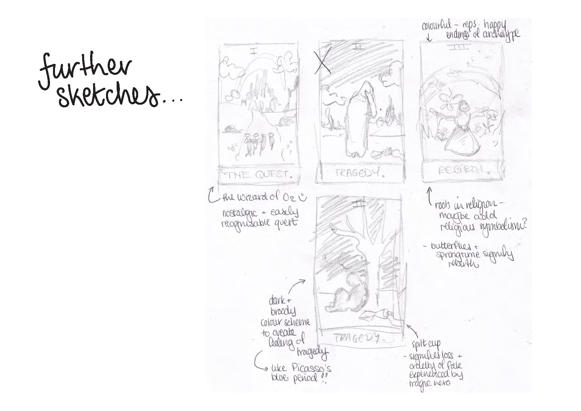 Sketches of tarot cards